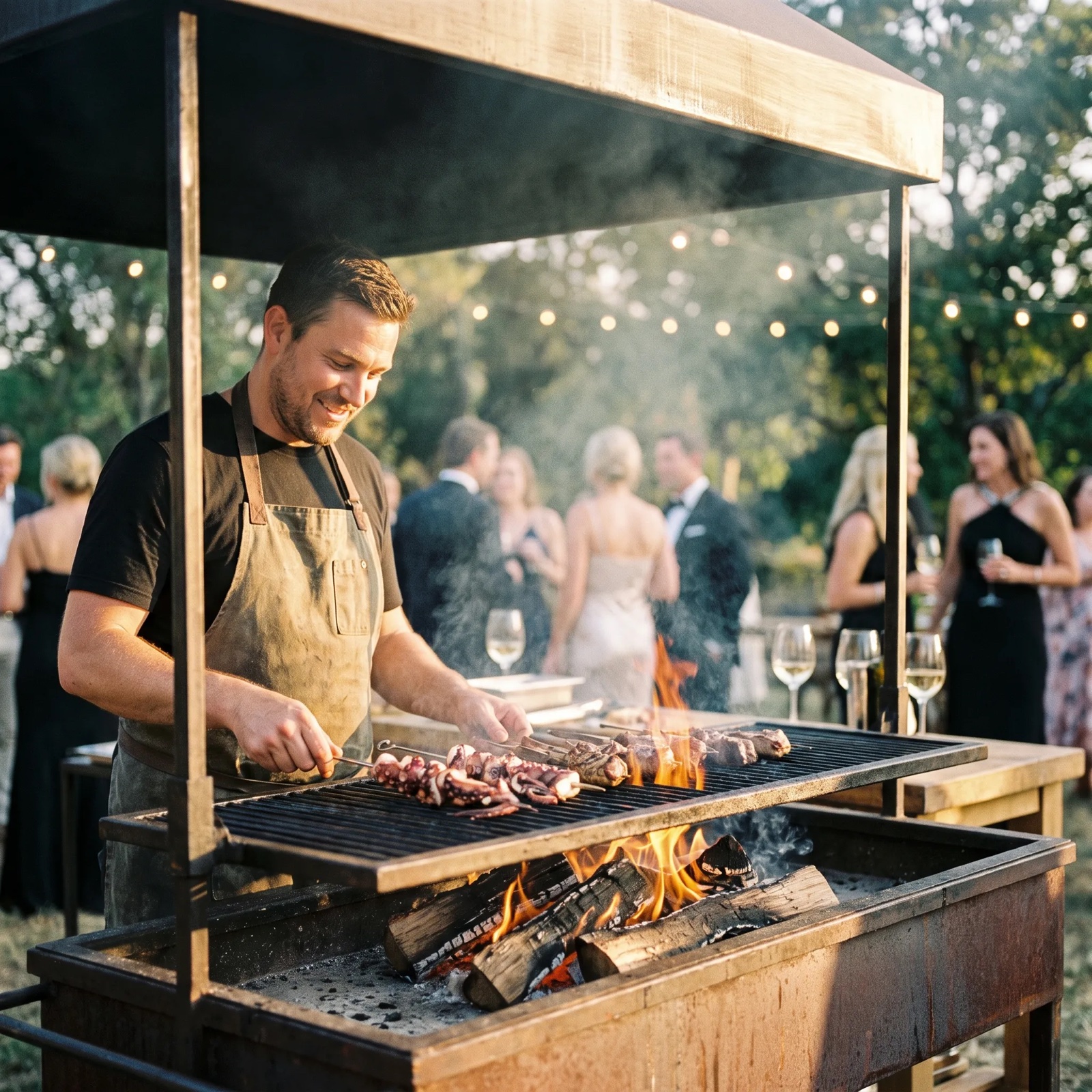 Live fire grill station